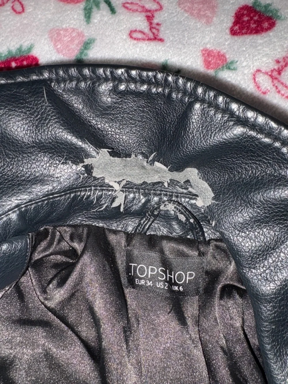 Topshop Black Faux Leather Jacket with Silver Hardware